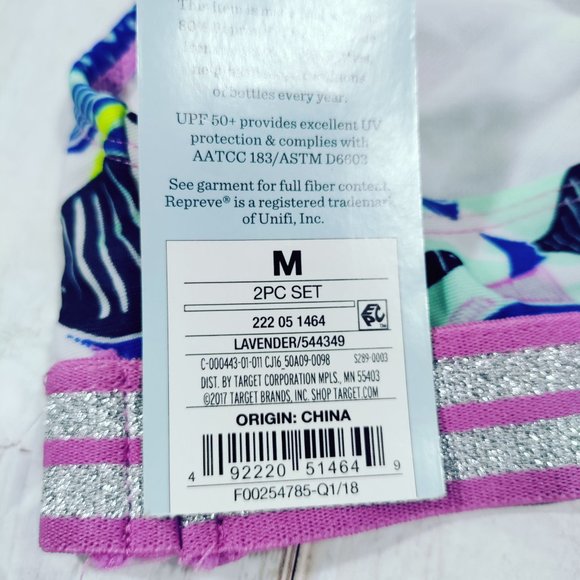 Cat & Jack Girl's Midkini Ruffle Overlay Top UPF 50+ Protection Size M (7/8) - Picture 8 of 8